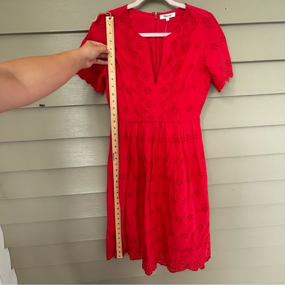 Madewell Vibrant Red Eyelet Lace Midi Dress - Picture 8 of 8